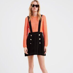 ZARA Black Skirt with Straps XS Pinafore Schoolgirl